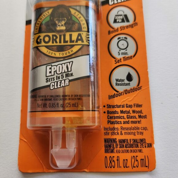 Gorilla Glue Clear Epoxy 5 minutes .85 fl oz Clear Water Resistant Gap-filling - Picture 6 of 14